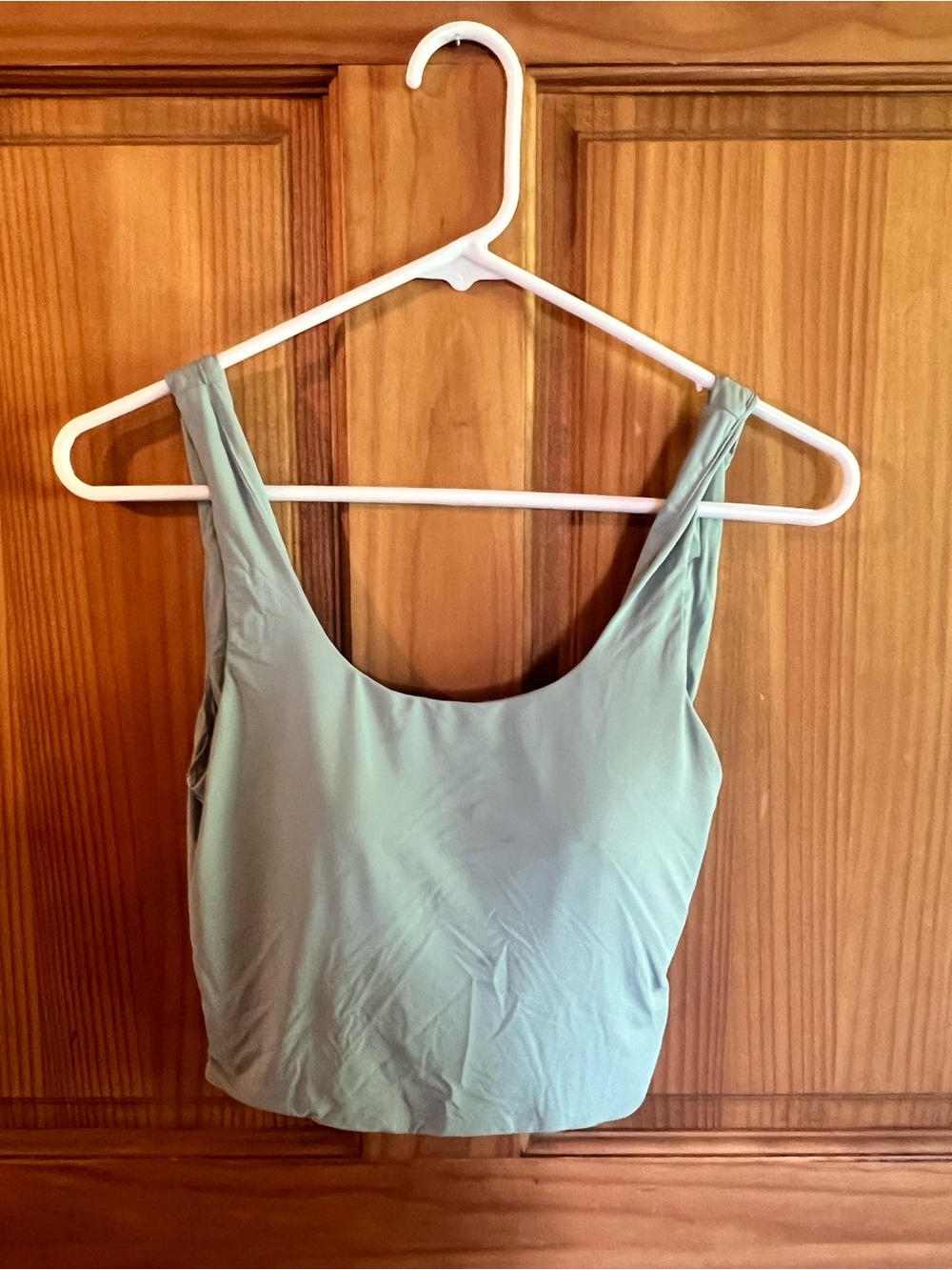 Scoop Neck Crop Tank Top - Sage Green